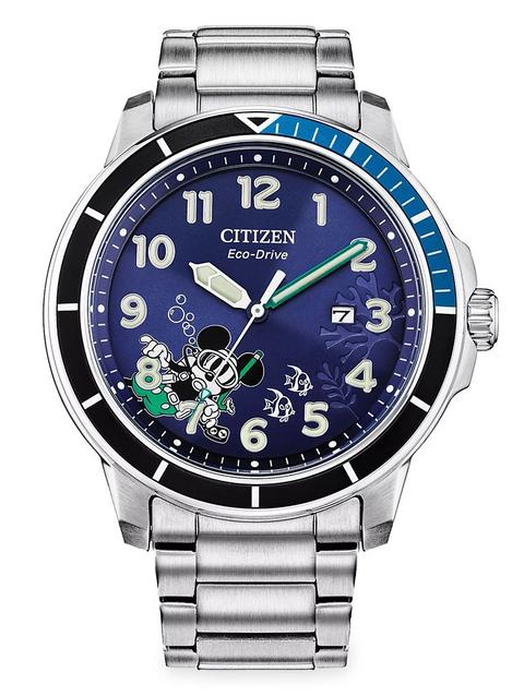 Mickey Mouse Water Sport Stainless Steel Eco-Drive Watch for Adults by Citizen